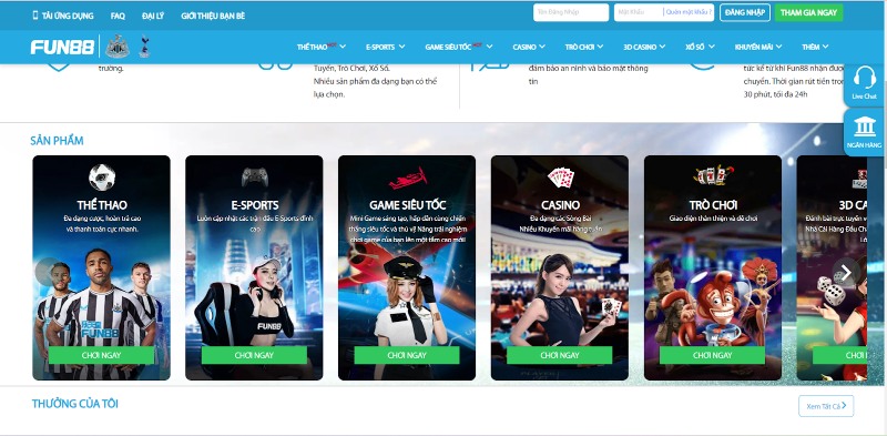 Giao diện fun88 chơi lô đề thông minh tinh tế