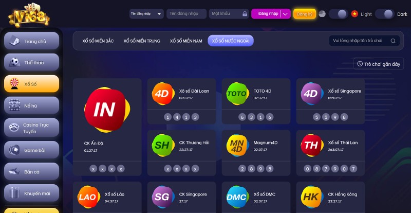 Xổ số nước ngoài tại nhà cái Vi68 cực hot