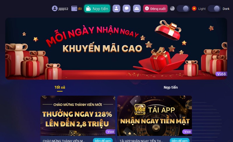 Các khuyến mãi mới được cập nhật tại nhà cái Vi68