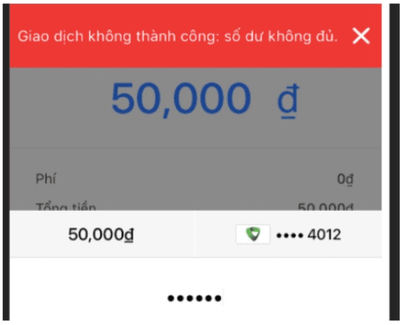 Tài khoản không đủ tiền là nguyên nhân phổ biến nhất